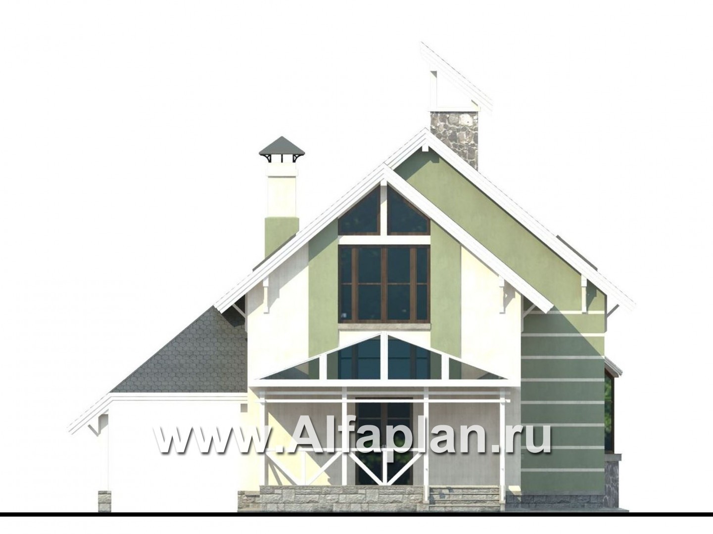 Проекты домов Альфаплан - «Компакт» - проект мансардного дома с двускатной кровлей - изображение фасада №4