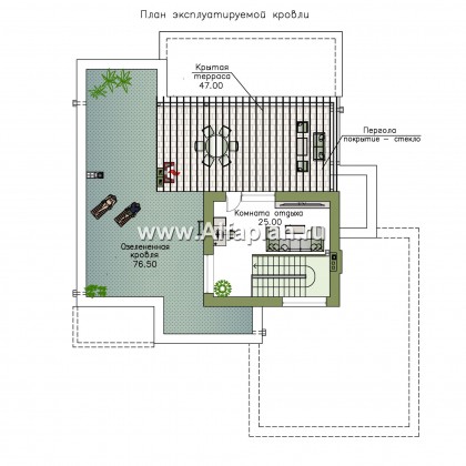 Проекты домов Альфаплан - «Альстер» — трехэтажный коттедж с гаражом и эксплуатируемой кровлей - превью плана проекта №3