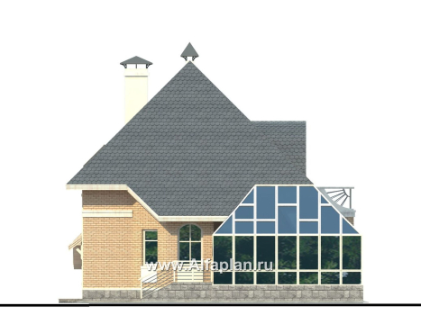 Проекты домов Альфаплан - «Кристалл» - загородный дом с оранжереей - превью фасада №3