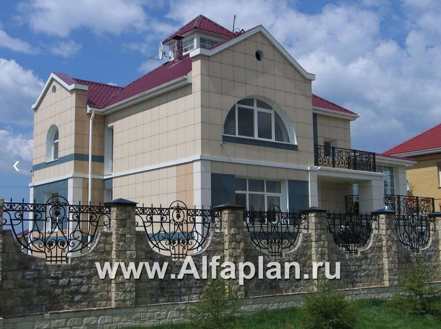 «Принцесса на горошине»  - проект двухэтажного дома, планировка с кабинетом на 1 эт, с террасой, с цокольным этажом - дизайн дома №2