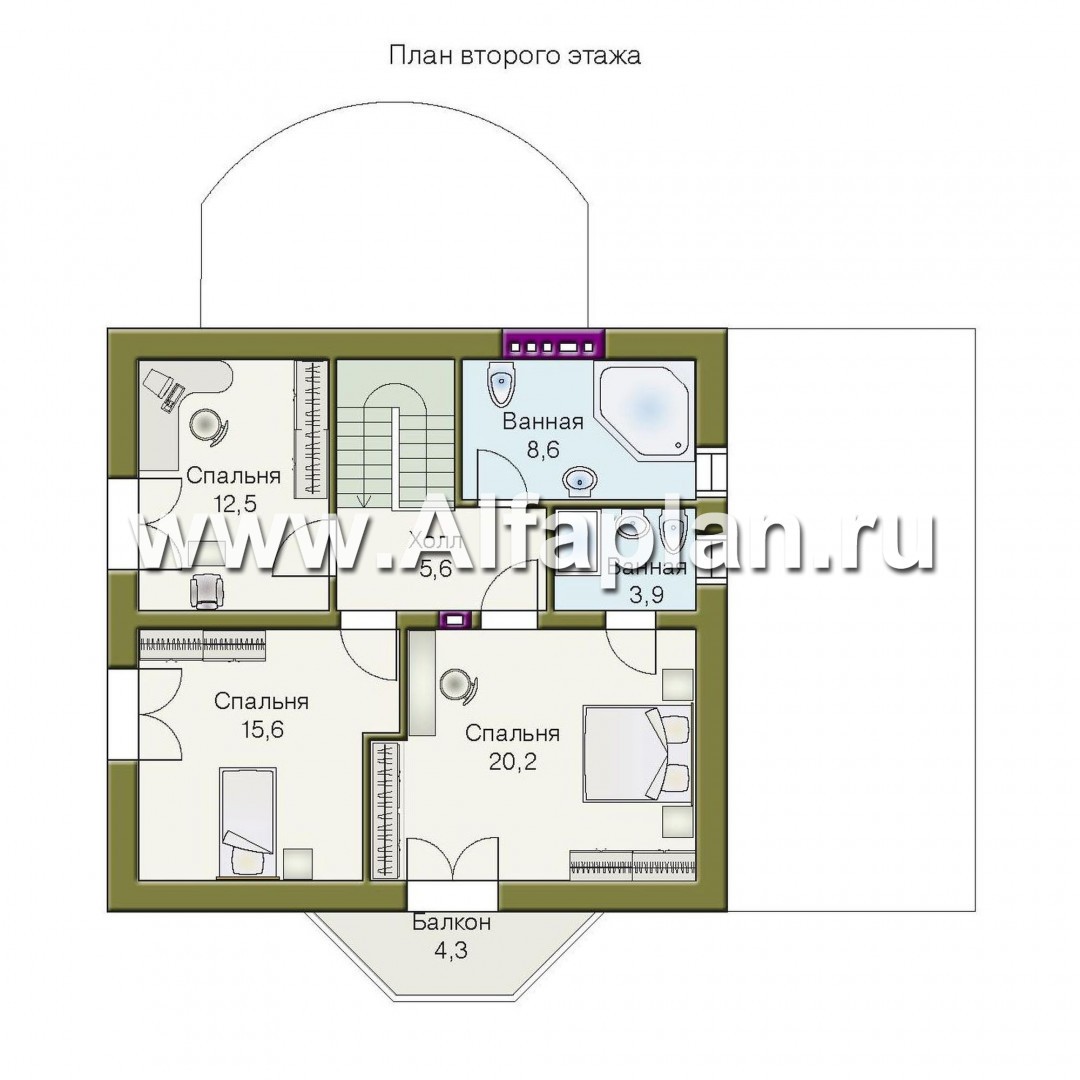 Проекты домов Альфаплан - «Метц» - комфортный загородный  дом - план проекта №2