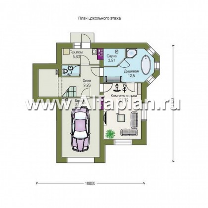 Проекты домов Альфаплан - «Корвет» - трехэтажный коттедж с гаражом - превью плана проекта №1