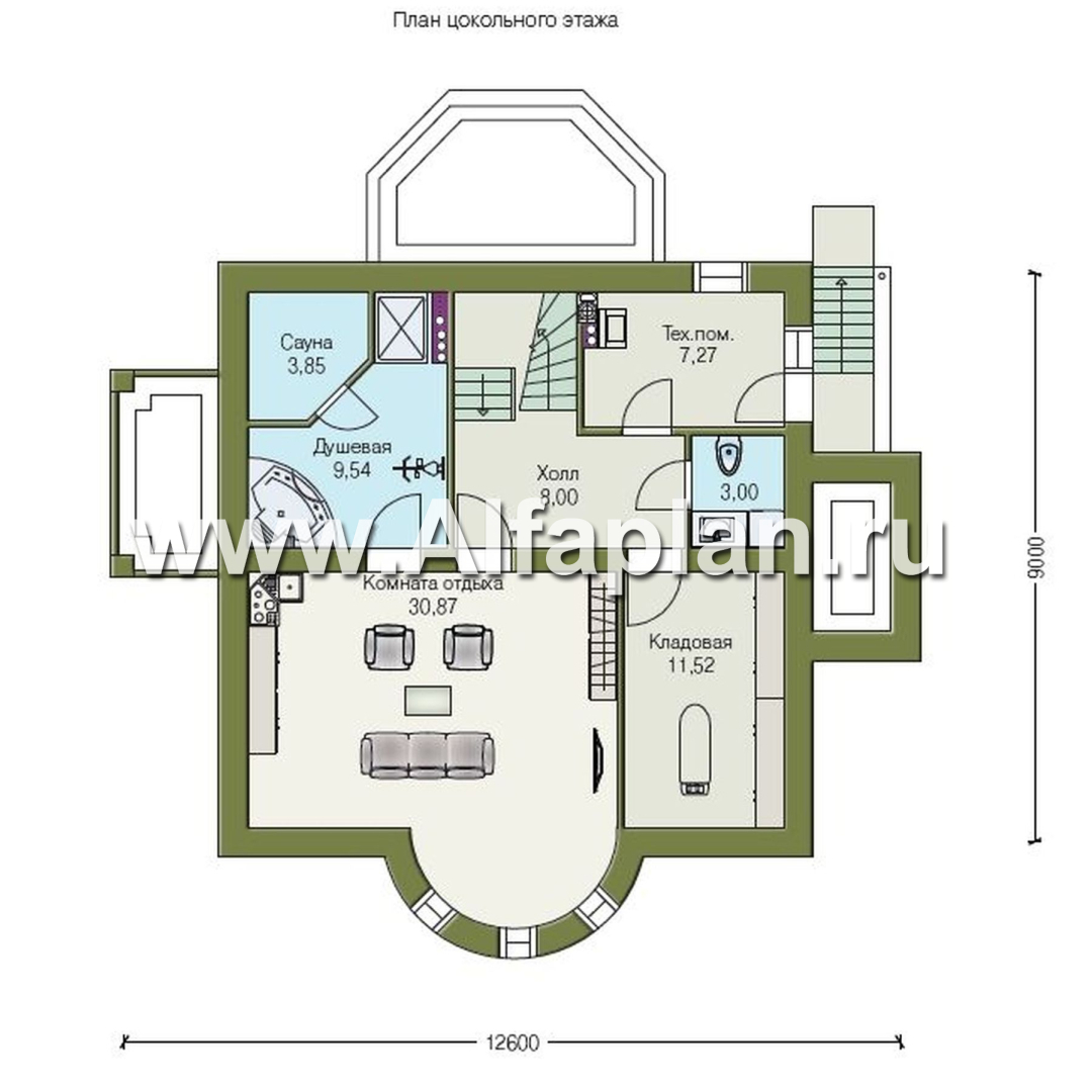 Проекты домов Альфаплан - «Петит Плюс» - коттедж с цокольным этажом - изображение плана проекта №1