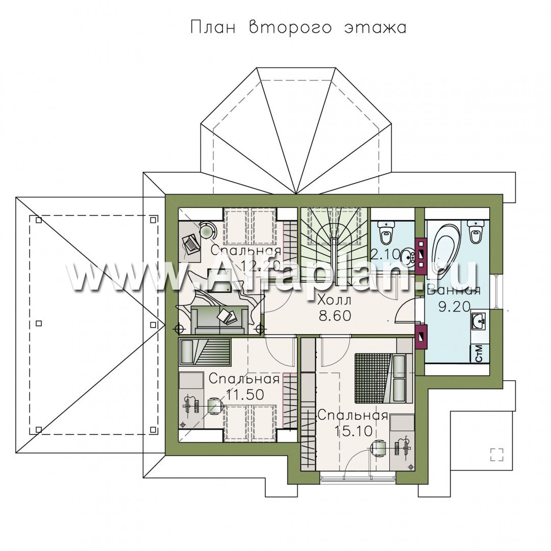 Проекты домов Альфаплан - «Летний вечер» - небольшой коттедж для загородной жизни - план проекта №2