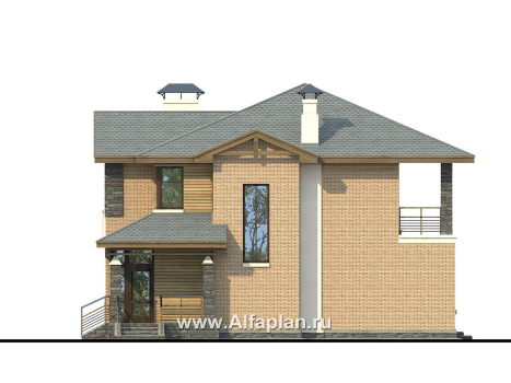 «Оникс» - красивый проект двухэтажного дома, с террасой и с лоджией, для небольшого участка - превью фасада дома