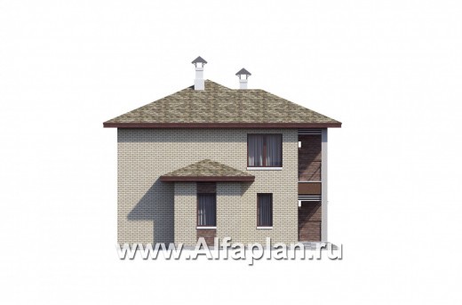 Проекты домов Альфаплан - "Рациональ" - Компактный коттедж для узкого участка - превью фасада №3