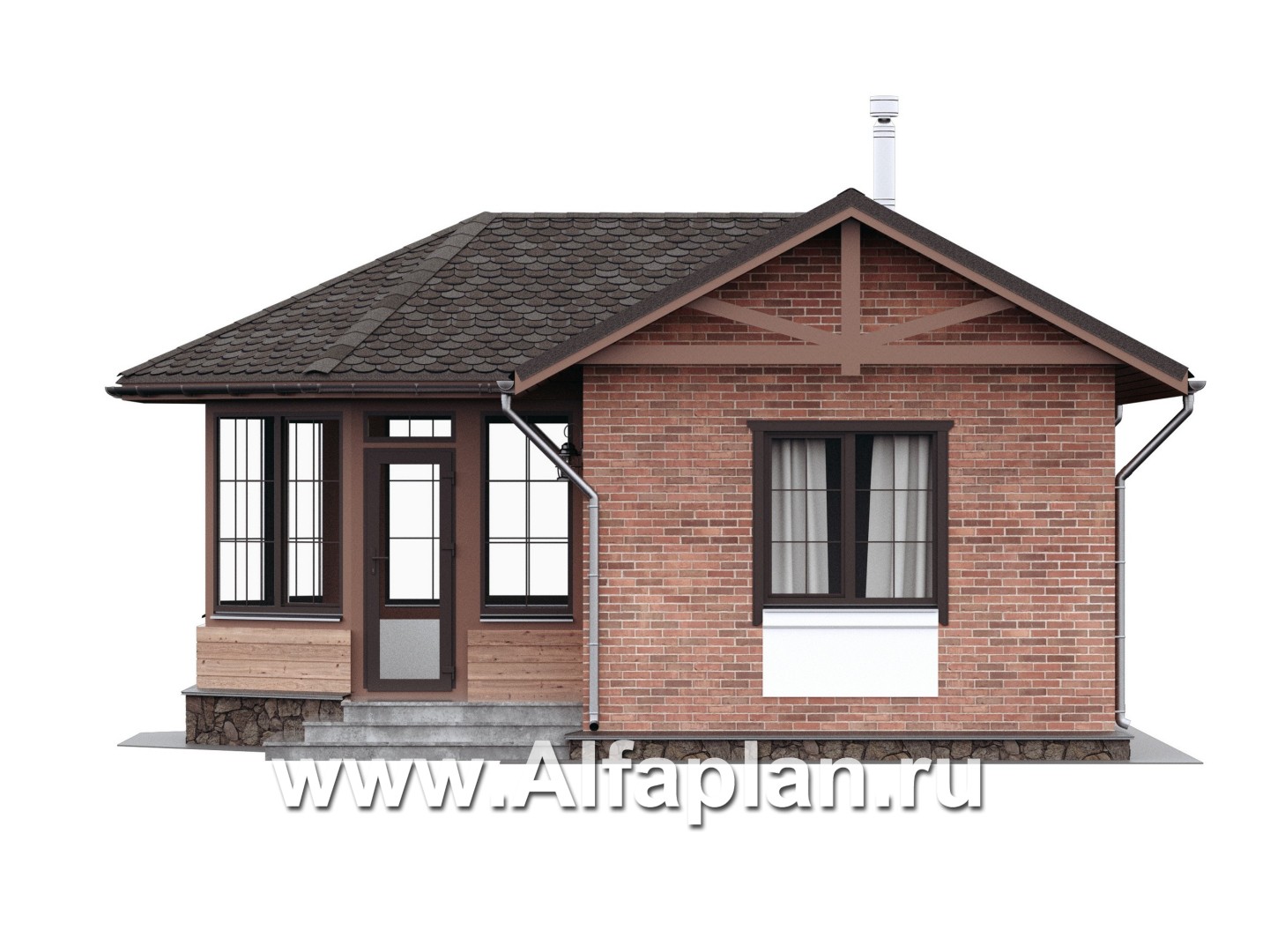 Проекты домов Альфаплан - Баня с удобной красивой верандой (беседкой) - изображение фасада №2