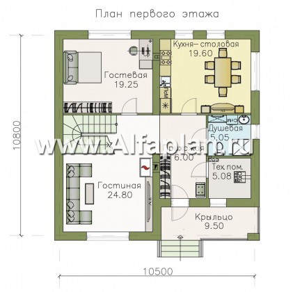 Проекты домов Альфаплан - «Заря» - уютный мансардный дом с балконом - превью плана проекта №1