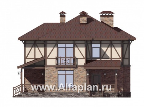 Проекты домов Альфаплан - Удобный двухэтажный дом для большой семьи - превью фасада №3