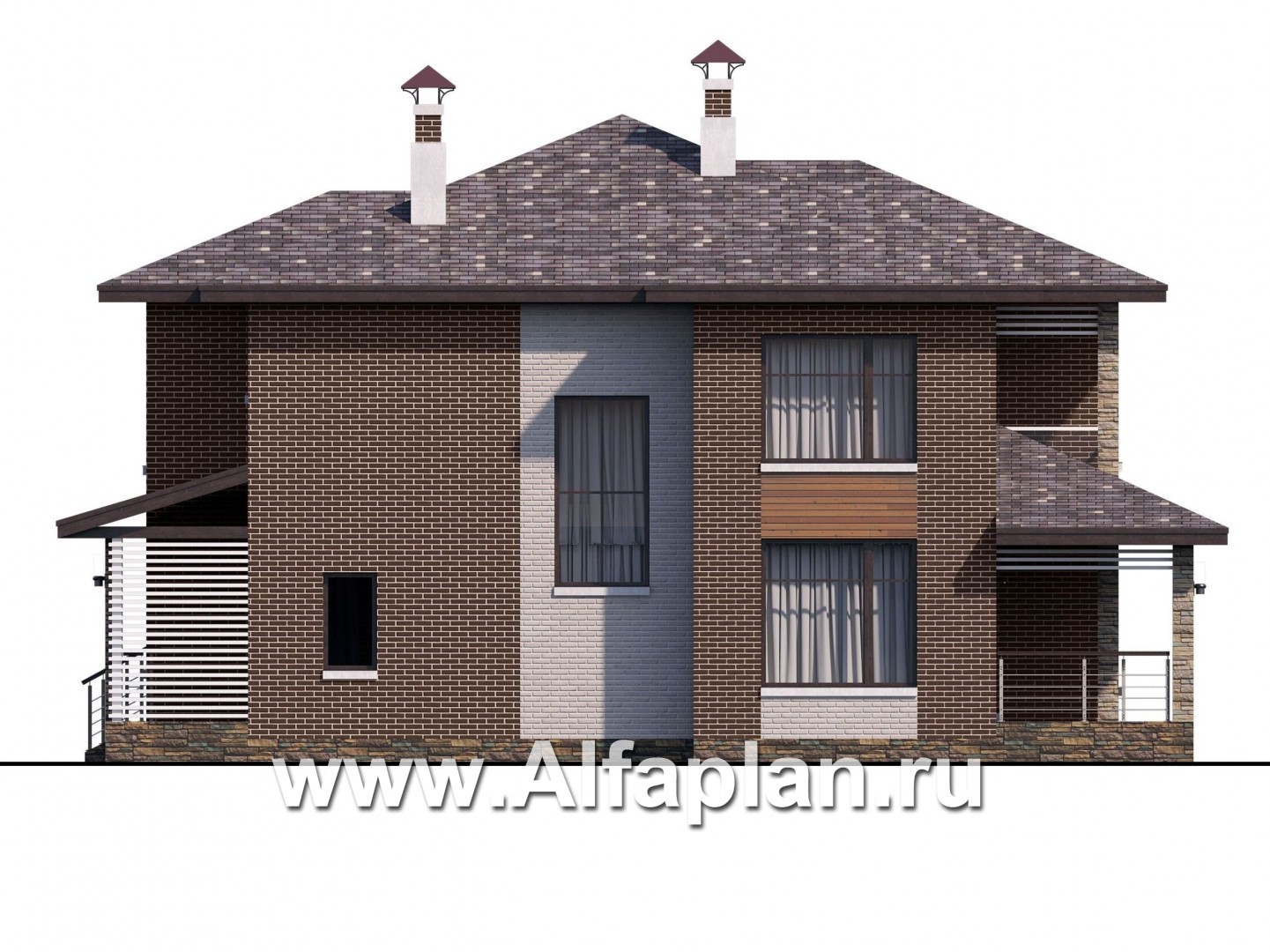 Проекты домов Альфаплан - «Эридан» - современный стильный дом с террасой - изображение фасада №2