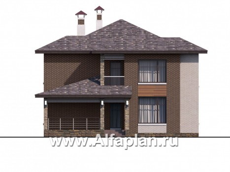 Проекты домов Альфаплан - «Эридан» - современный стильный дом с террасой - превью фасада №4
