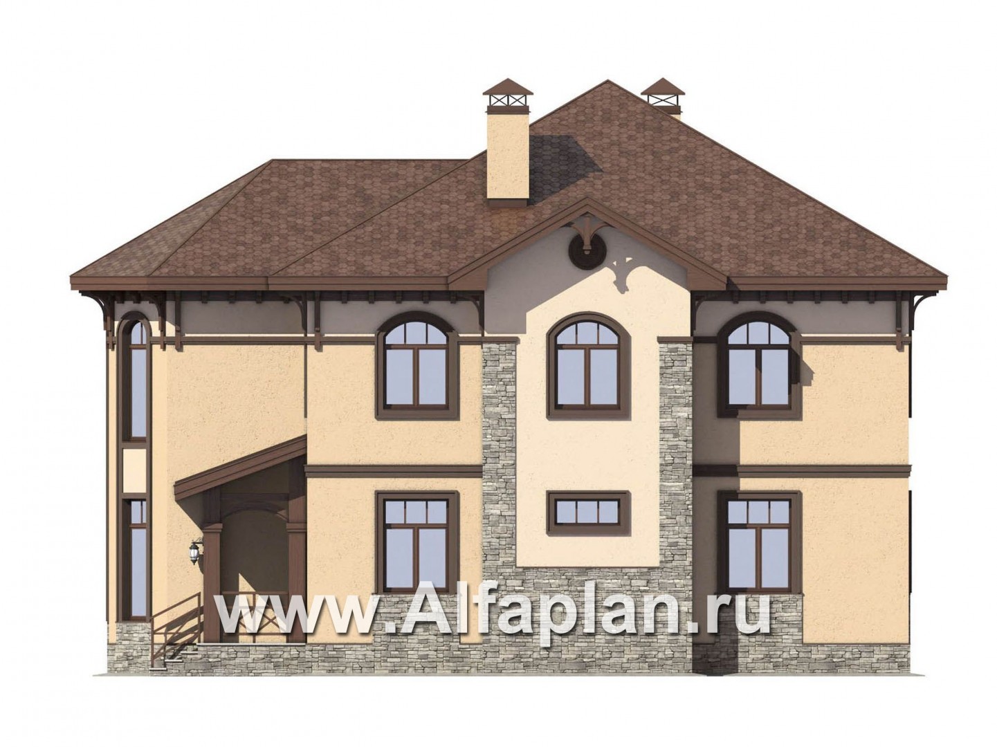Проекты домов Альфаплан - Респектабельный двухэтажный дом - изображение фасада №3