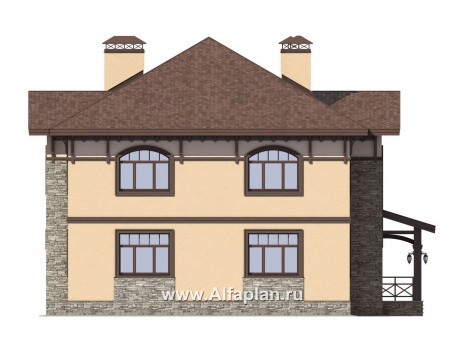 Проекты домов Альфаплан - Респектабельный двухэтажный дом - превью фасада №2
