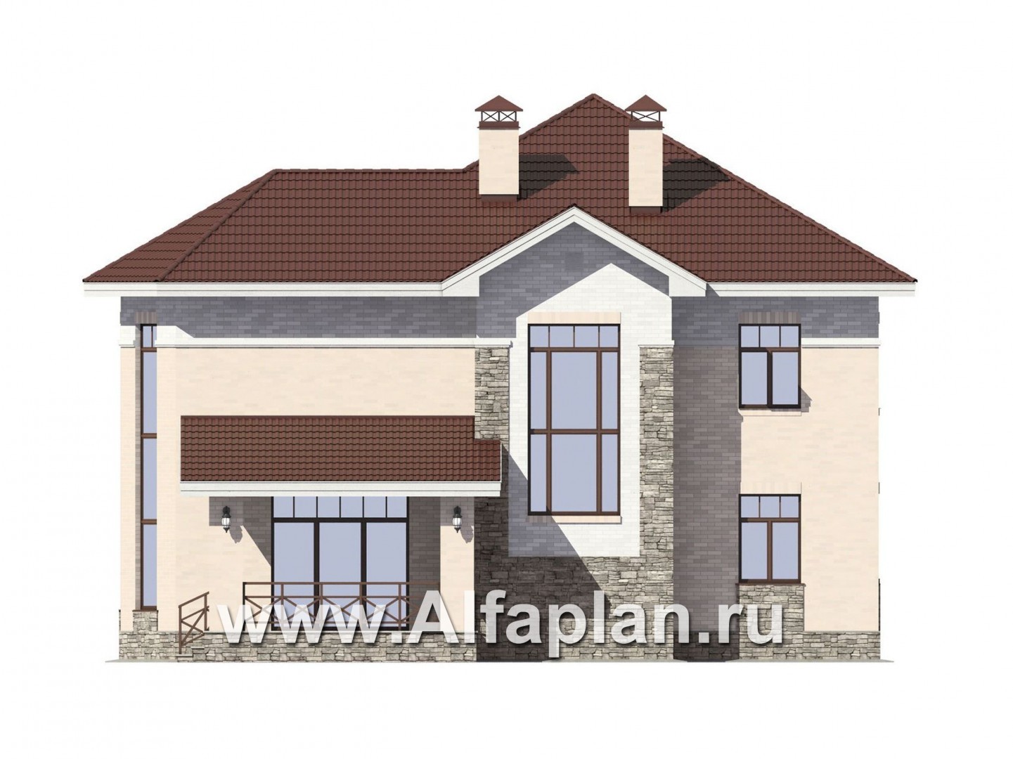 Проекты домов Альфаплан - Красивый коттедж с двусветной гостиной - изображение фасада №2