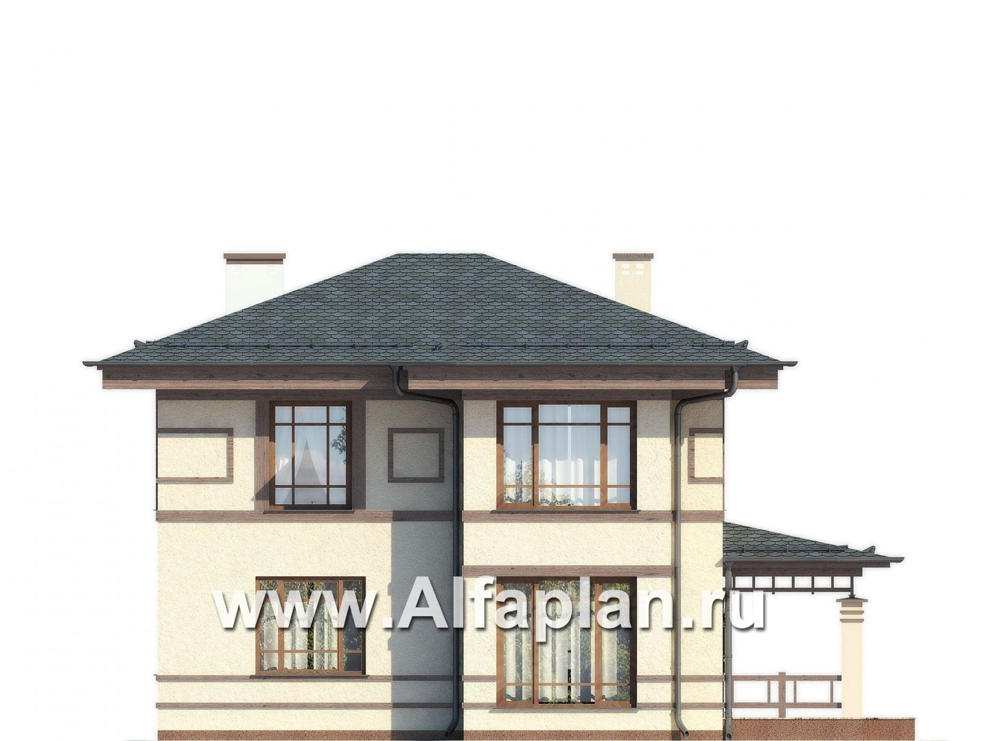 Проекты домов Альфаплан - Двухэтажный дом в восточном стиле - изображение фасада №2