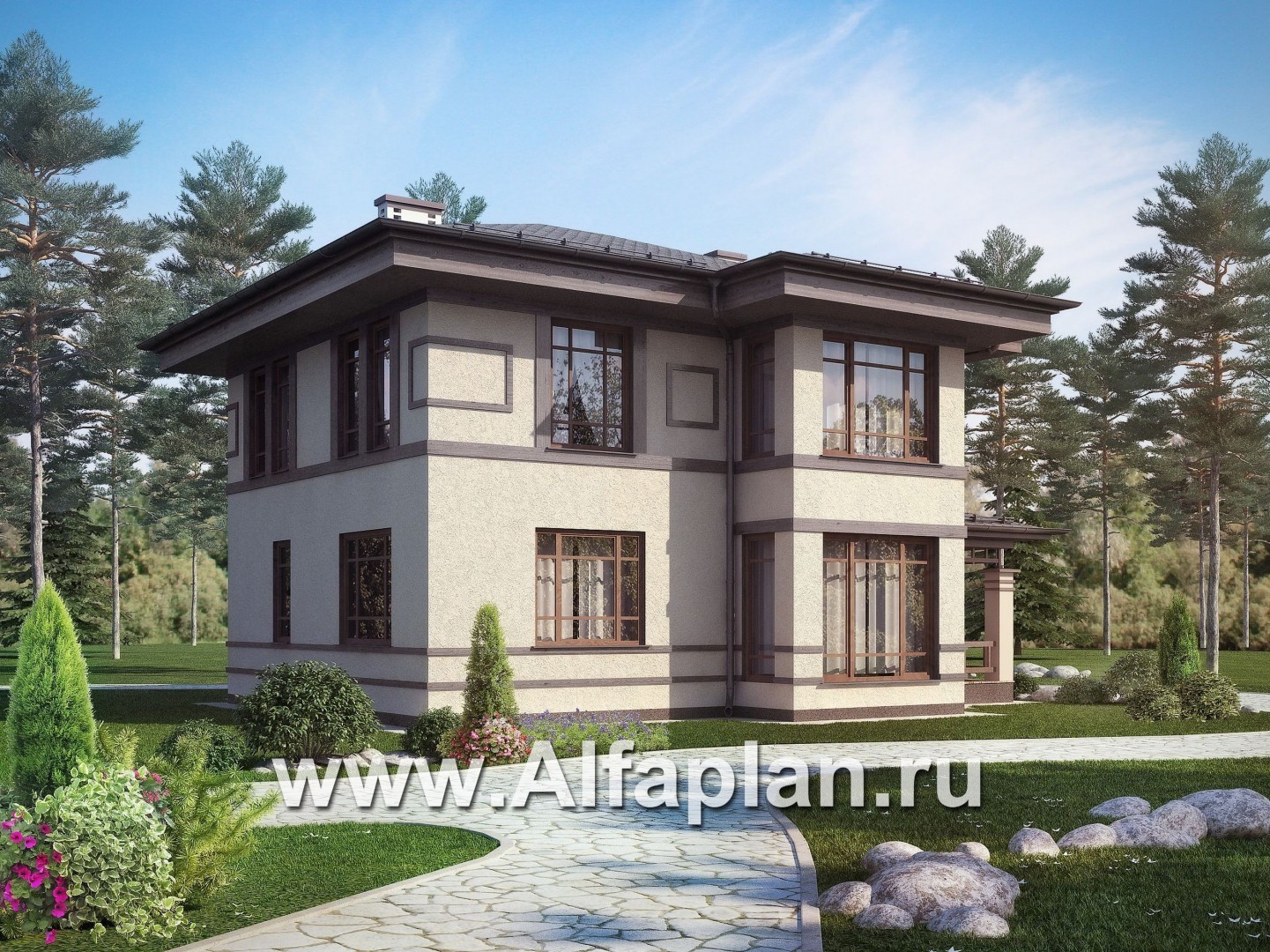 Проекты домов Альфаплан - Двухэтажный дом в восточном стиле - дополнительное изображение №2