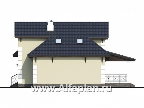 Проекты домов Альфаплан - «Простоквашино» - дом для маленького участка с жилой мансардой - превью фасада №2