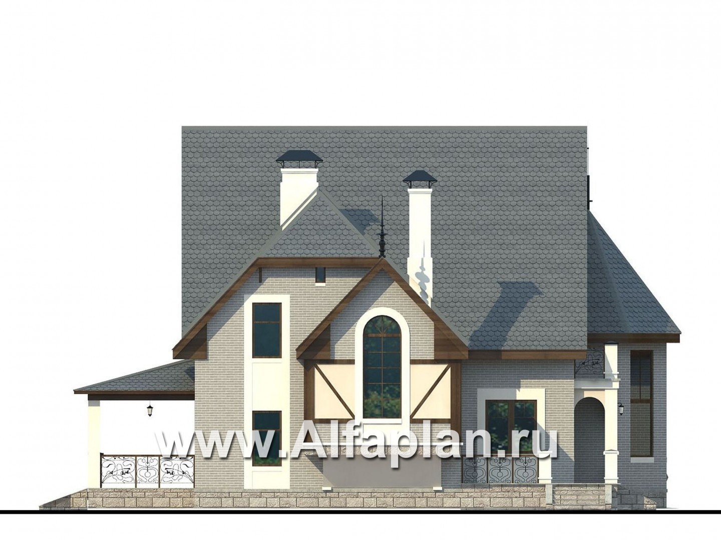 Проекты домов Альфаплан - «Пенаты» - дом с богатой живописной архитектурой - изображение фасада №3