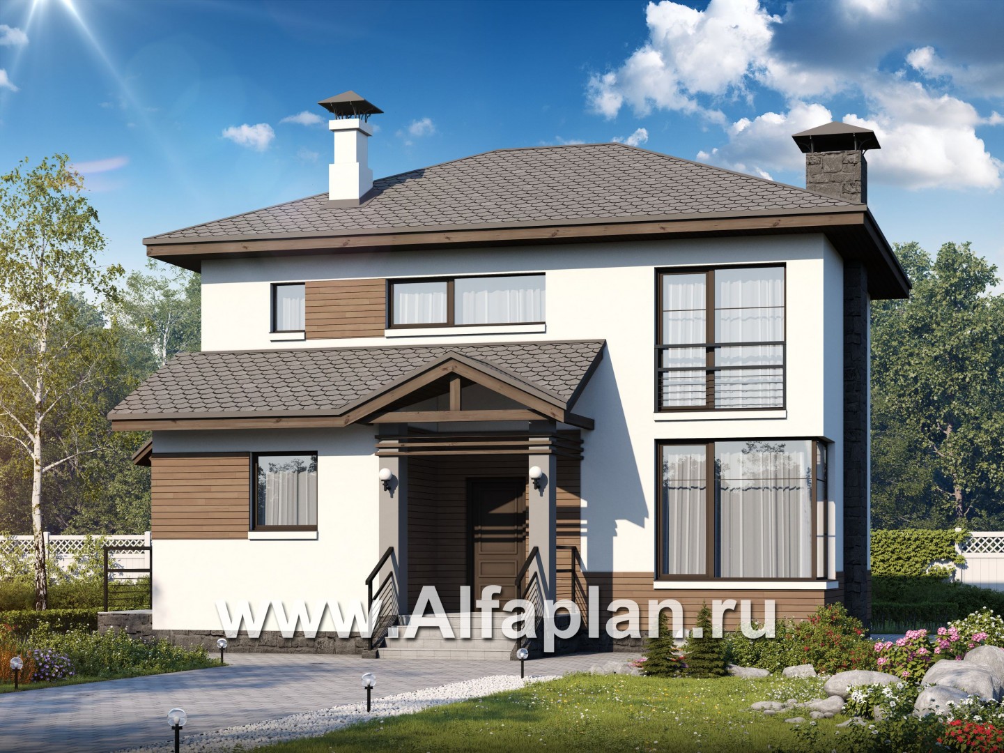 Проекты домов Альфаплан - Двухэтажный дом из кирпича «Карат» - основное изображение