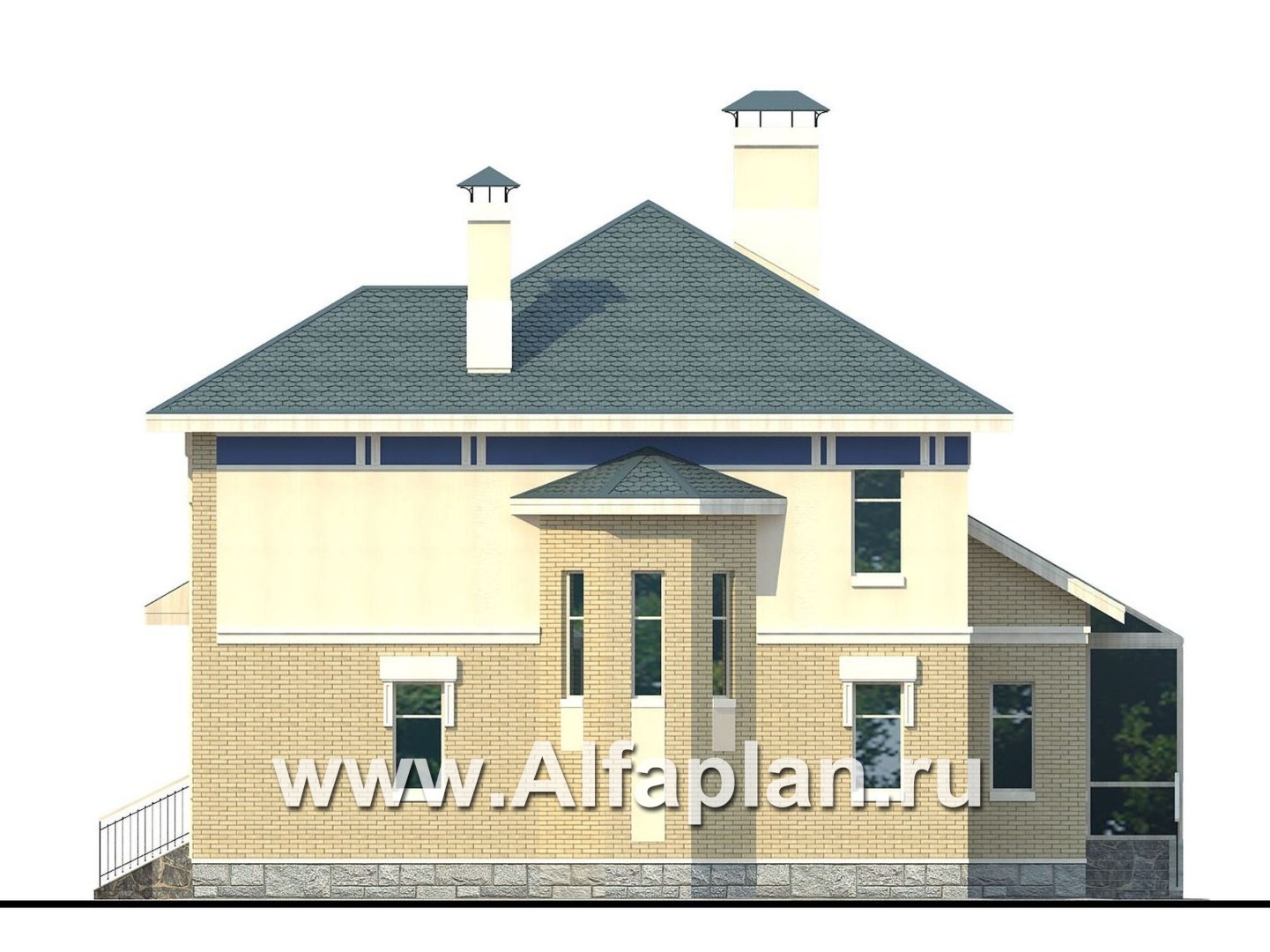 Проекты домов Альфаплан - «Вита-Клаб»-изящный загородный дом с большим зимним садом - изображение фасада №4