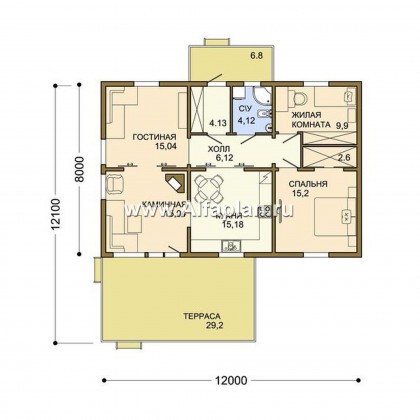 Проекты домов Альфаплан - Небольшой каркасный дом для семейного отдыха - превью плана проекта №1