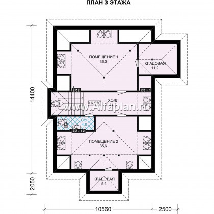 Проекты домов Альфаплан - Особняк бизнес класса с цокольным этажом и мансардой - превью плана проекта №4