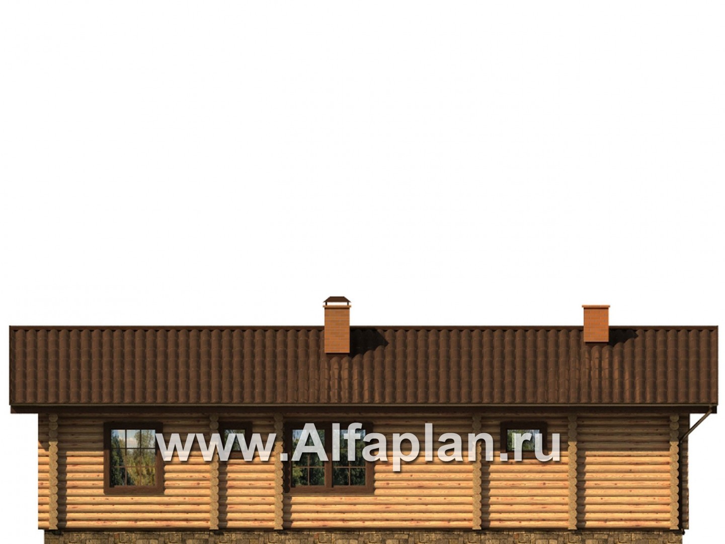 Проекты домов Альфаплан - Одноэтажный бревенчатый дом для отдыха - изображение фасада №4