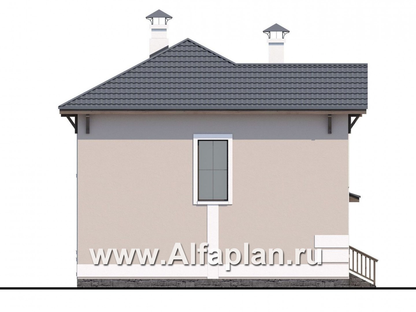 Проекты домов Альфаплан - Кирпичный дом «Собственный рай» с навесом для машины - изображение фасада №3