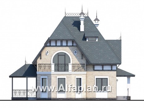 Проекты домов Альфаплан - «Вианден» - коттедж с высокой кровлей - превью фасада №4