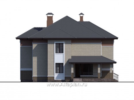 «Тибр» — проект двухэтажного дома, вилла с двусветной гостиной и с террасой, в стиле модерн - превью фасада дома