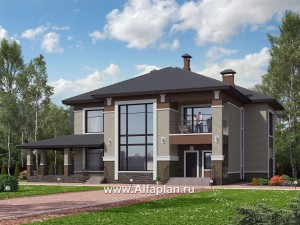 «Тибр» — проект двухэтажного дома, вилла с двусветной гостиной и с террасой, в стиле модерн