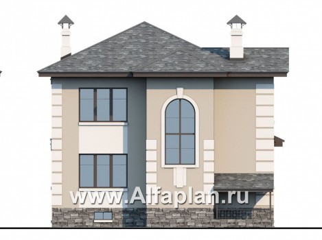 Проекты домов Альфаплан - «Знаменка плюс» - удобный и компактный коттедж с цоколем - превью фасада №4