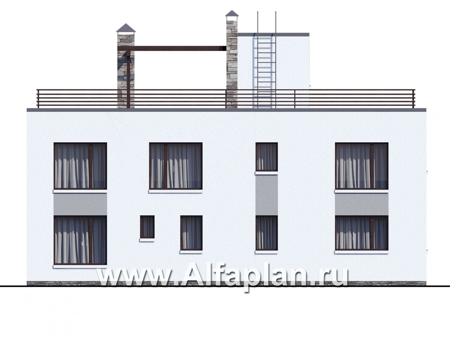 Проекты домов Альфаплан - «Гоген» - коттедж с эксплуатируемой кровлей - изображение фасада №4