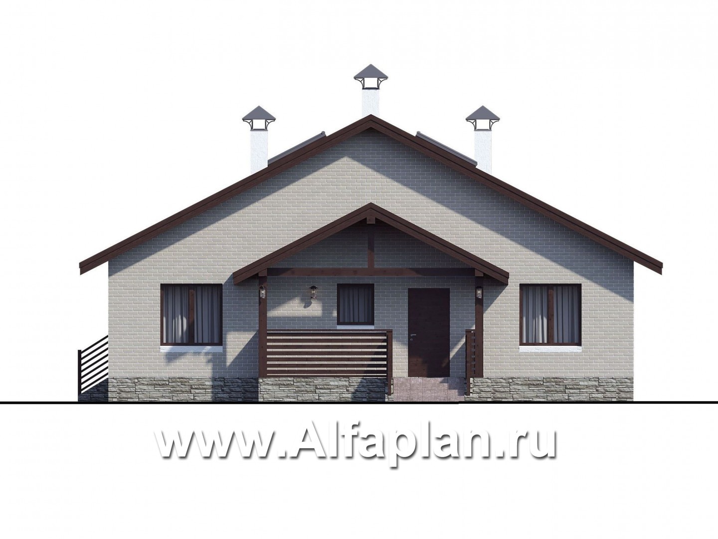 Проекты домов Альфаплан - Кирпичный дом «Моризо» - шале с двусветной гостиной - изображение фасада №4