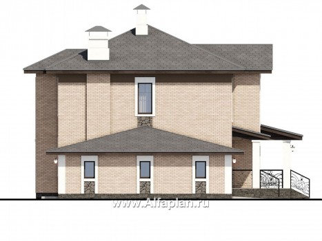 Проекты домов Альфаплан - «Арт-Нуво» - респектабельный коттедж с гаражом в стиле модерн - превью фасада №3