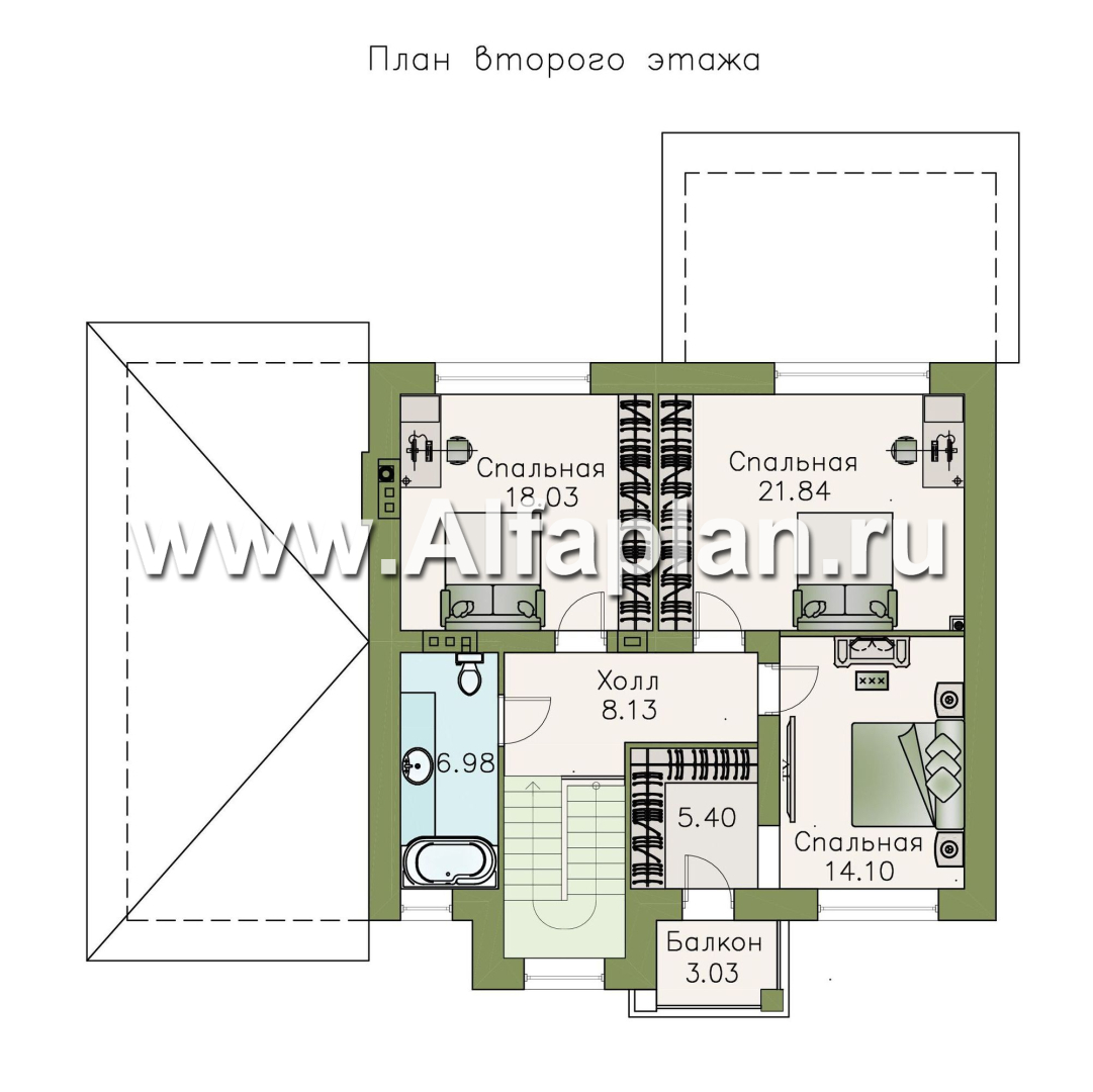 Проекты домов Альфаплан - «Либезюсефрау» — удобный дом с романтическими фасадами - изображение плана проекта №2