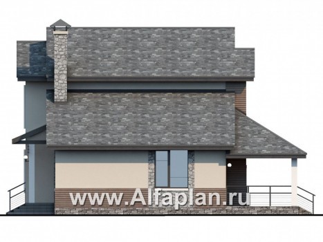 Проекты домов Альфаплан - Современный кирпичный дом «Прагма» - превью фасада №2