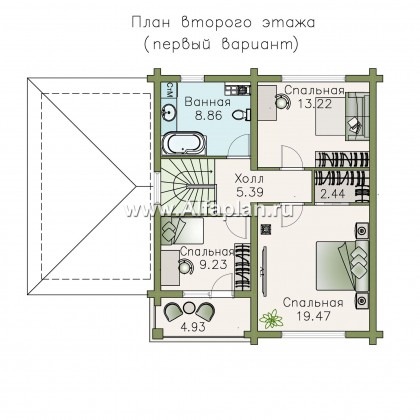 Проекты домов Альфаплан - «АльфаВУД» - деревяный дом из клееного бруса - превью плана проекта №2