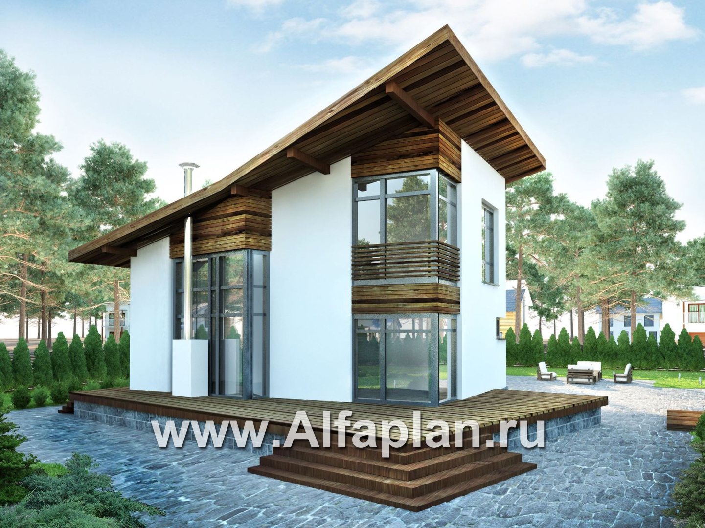 Проекты домов Альфаплан - Коттедж с экстравагантным планом - основное изображение