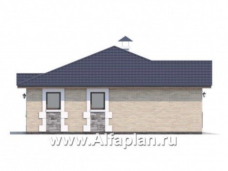 Проекты домов Альфаплан - Удобный хоз. блок с гаражом и баней - превью фасада №3