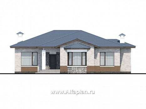 Проекты домов Альфаплан - «Калипсо» - комфортабельный одноэтажный дом  с вариантами планировки - превью фасада №1