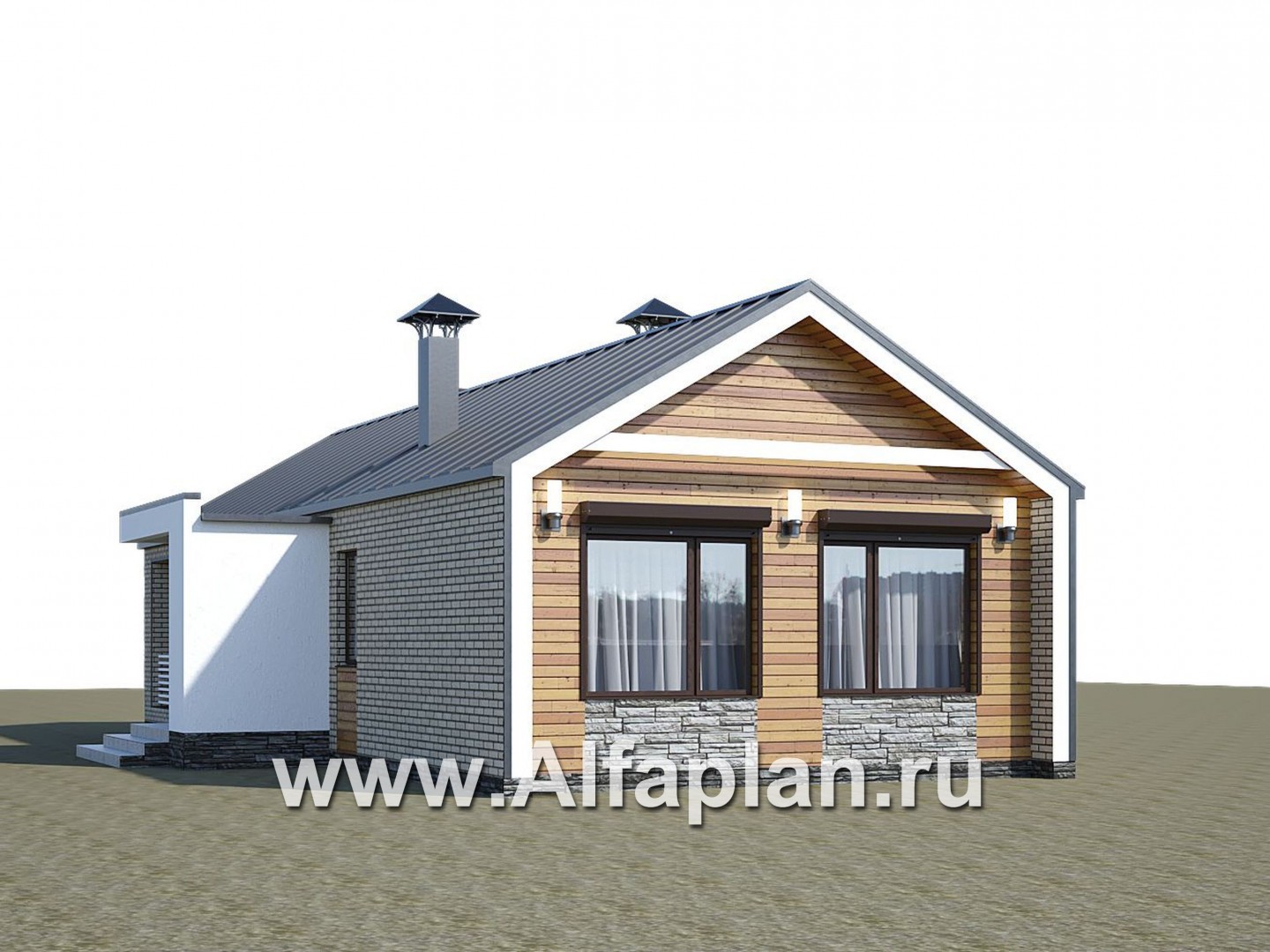 Проекты домов Альфаплан - «Тета» - одноэтажный дом с фальцевыми фасадами и кровлей - дополнительное изображение №2