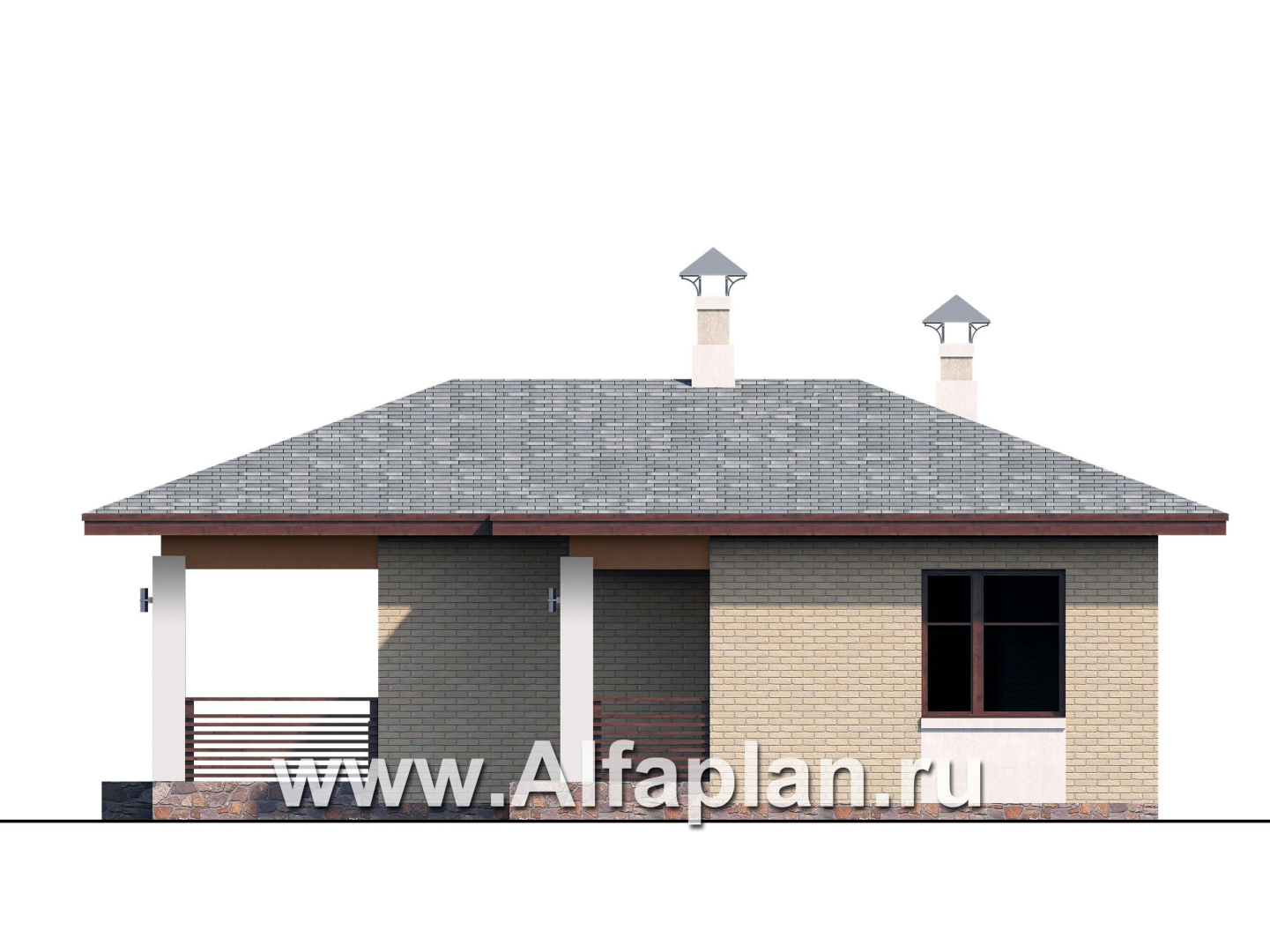 Проекты домов Альфаплан - Гостевой дом с баней и уютной террасой - изображение фасада №2